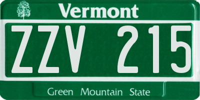 VT license plate ZZV215