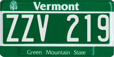 VT license plate ZZV219