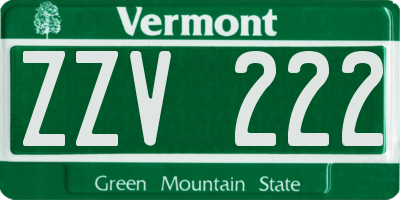 VT license plate ZZV222