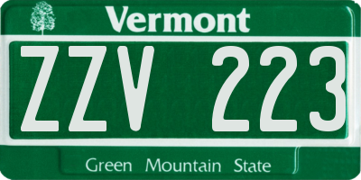 VT license plate ZZV223