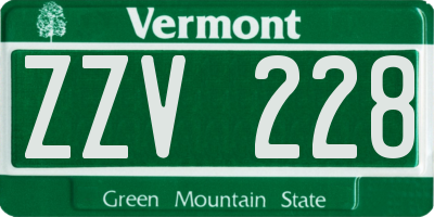VT license plate ZZV228