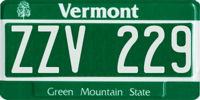 VT license plate ZZV229