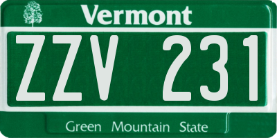 VT license plate ZZV231