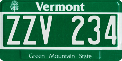 VT license plate ZZV234