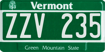 VT license plate ZZV235
