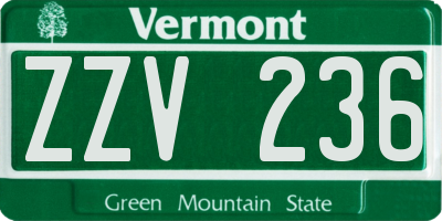 VT license plate ZZV236