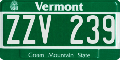 VT license plate ZZV239