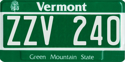 VT license plate ZZV240