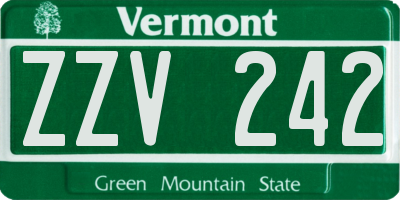 VT license plate ZZV242