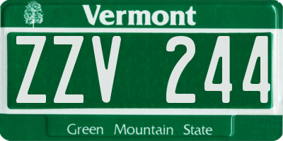 VT license plate ZZV244