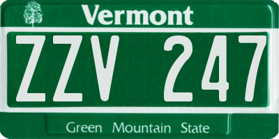 VT license plate ZZV247