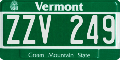 VT license plate ZZV249