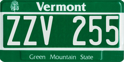 VT license plate ZZV255