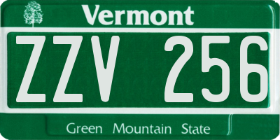 VT license plate ZZV256