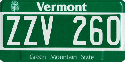 VT license plate ZZV260
