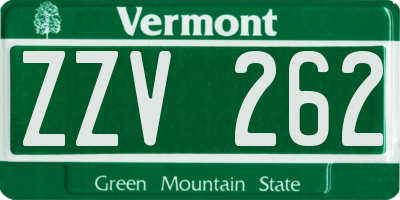 VT license plate ZZV262