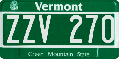 VT license plate ZZV270