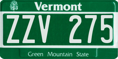 VT license plate ZZV275