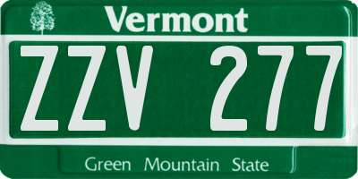 VT license plate ZZV277