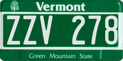 VT license plate ZZV278