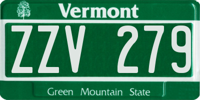 VT license plate ZZV279