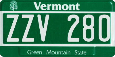 VT license plate ZZV280