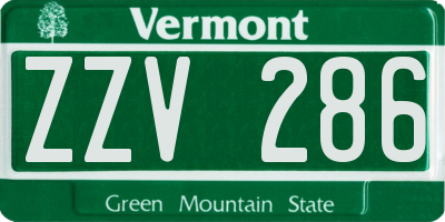 VT license plate ZZV286