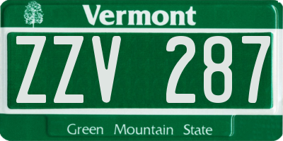 VT license plate ZZV287
