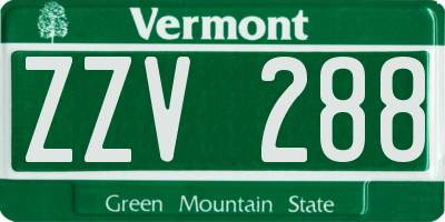 VT license plate ZZV288