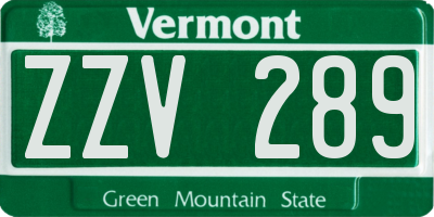 VT license plate ZZV289