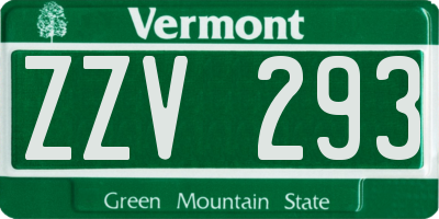 VT license plate ZZV293