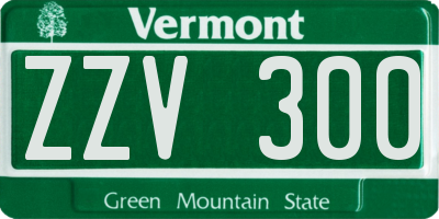 VT license plate ZZV300