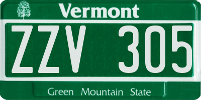 VT license plate ZZV305