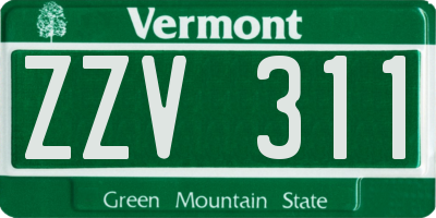 VT license plate ZZV311