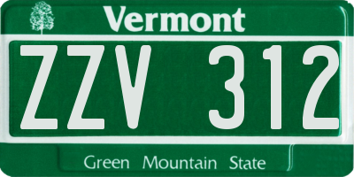 VT license plate ZZV312