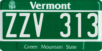 VT license plate ZZV313