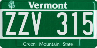 VT license plate ZZV315