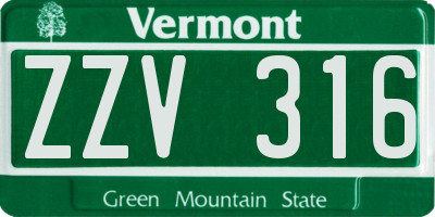 VT license plate ZZV316