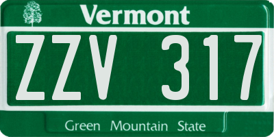 VT license plate ZZV317
