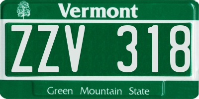 VT license plate ZZV318