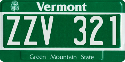 VT license plate ZZV321