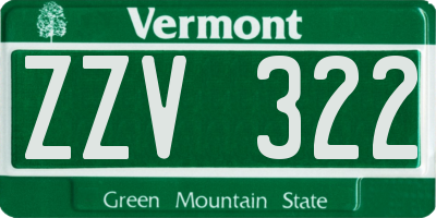 VT license plate ZZV322