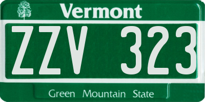 VT license plate ZZV323