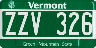 VT license plate ZZV326
