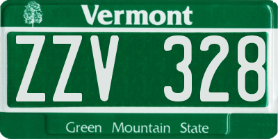 VT license plate ZZV328