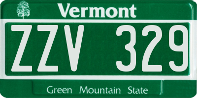 VT license plate ZZV329