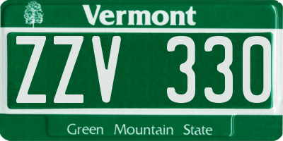 VT license plate ZZV330