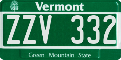 VT license plate ZZV332