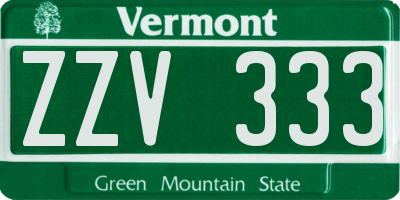 VT license plate ZZV333
