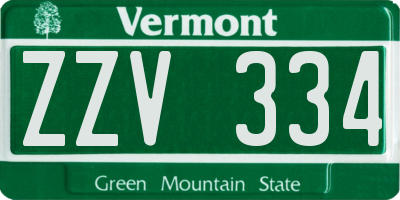 VT license plate ZZV334